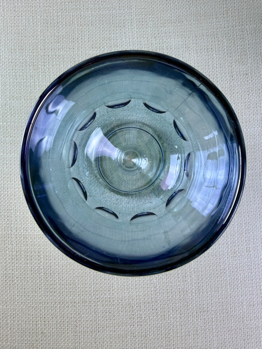 Vintage Bartlett Collins Blue Iridescent Thumbprint Goblets — Set of 2 - Picture 3 of 12